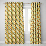 Autumn Burger Leaves Seamless  Beige Background Fast Food Design  Readymade Eyelet Ring Top Thermal 100% Blackout Curtains