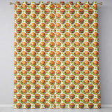Watercolor Fresh Burger Seamless  White Background Food Illustration  Readymade Eyelet Ring Top Thermal 100% Blackout Curtains