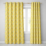 Yellow Poppy Floral Seamless  Botanical Garden Design  Readymade Eyelet Ring Top Thermal 100% Blackout Curtains