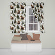 Woodland Bear Forest Seamless  Nature Wildlife Scenic Design  Readymade Eyelet Ring Top Thermal 100% Blackout Curtains
