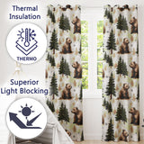Woodland Bear Forest Seamless  Nature Wildlife Scenic Design  Readymade Eyelet Ring Top Thermal 100% Blackout Curtains