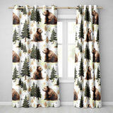 Woodland Bear Forest Seamless  Nature Wildlife Scenic Design  Readymade Eyelet Ring Top Thermal 100% Blackout Curtains