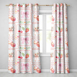 Strawberry Cherry Bow Seamless   Pastel Coquette Design  Readymade Eyelet Ring Top Thermal 100% Blackout Curtains