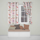 Strawberry Cherry Bow Seamless  Grey  Coquette Kawaii Design  Readymade Eyelet Ring Top Thermal 100% Blackout Curtains