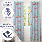 Strawberry Cherry Bow Daisy Cherry   Pink  Coquette Floral Design  Readymade Eyelet Ring Top Thermal 100% Blackout Curtains