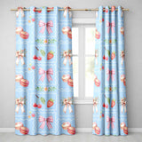 Strawberry Cherry Bow Daisy Cherry   Pink  Coquette Floral Design  Readymade Eyelet Ring Top Thermal 100% Blackout Curtains