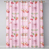 Strawberry Cherry Daisy Seamless  Soft Pink  Coquette Floral Design  Readymade Eyelet Ring Top Thermal 100% Blackout Curtains