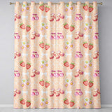 Strawberry Cherry Daisy Seamless    Coquette Floral Design  Readymade Eyelet Ring Top Thermal 100% Blackout Curtains