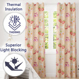 Strawberry Cherry Daisy Seamless    Coquette Floral Design  Readymade Eyelet Ring Top Thermal 100% Blackout Curtains
