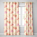 Strawberry Cherry Daisy Seamless    Coquette Floral Design  Readymade Eyelet Ring Top Thermal 100% Blackout Curtains