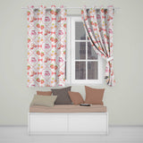 Strawberry Cherry Daisy   White Red Outline  Coquette Floral Design  Readymade Eyelet Ring Top Thermal 100% Blackout Curtains