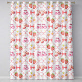 Strawberry Cherry Daisy   White Red Outline  Coquette Floral Design  Readymade Eyelet Ring Top Thermal 100% Blackout Curtains