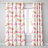 Strawberry Cherry Daisy   White Red Outline  Coquette Floral Design  Readymade Eyelet Ring Top Thermal 100% Blackout Curtains