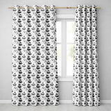 Black White Cake Seamless  Minimal Dessert Food Illustration Design  Readymade Eyelet Ring Top Thermal 100% Blackout Curtains