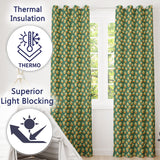 Cupcake Dessert Seamless  Dark Green Sweet Food Illustration Design  Readymade Eyelet Ring Top Thermal 100% Blackout Curtains
