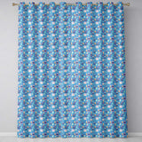 Blue Floral Cake Seamless  Botanical Dessert Food Design  Readymade Eyelet Ring Top Thermal 100% Blackout Curtains