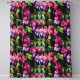 Vibrant Pink Bleeding Heart Flowers Dark Background Floral  Readymade Eyelet Ring Top Thermal 100% Blackout Curtains