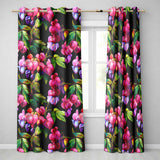 Vibrant Pink Bleeding Heart Flowers Dark Background Floral  Readymade Eyelet Ring Top Thermal 100% Blackout Curtains