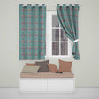 Turquoise Pink Vintage Floral Tile  Ornamental Design  Readymade Eyelet Ring Top Thermal 100% Blackout Curtains