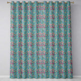 Turquoise Pink Vintage Floral Tile  Ornamental Design  Readymade Eyelet Ring Top Thermal 100% Blackout Curtains