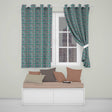 Teal Pink Daisy Floral Tile  Vintage Ornamental Design  Readymade Eyelet Ring Top Thermal 100% Blackout Curtains