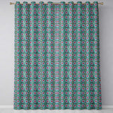 Teal Pink Daisy Floral Tile  Vintage Ornamental Design  Readymade Eyelet Ring Top Thermal 100% Blackout Curtains