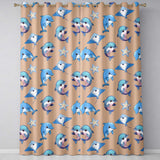 Dolphin Stingray Starfish Cartoon Sea Life  Beige  Readymade Eyelet Ring Top Thermal 100% Blackout Curtains