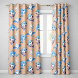 Dolphin Stingray Starfish Cartoon Sea Life  Beige  Readymade Eyelet Ring Top Thermal 100% Blackout Curtains