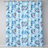 Dolphin Stingray Starfish Ocean Sea Life   Soft Aqua Background  Readymade Eyelet Ring Top Thermal 100% Blackout Curtains