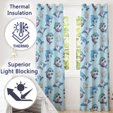 Dolphin Stingray Starfish Ocean Sea Life   Soft Aqua Background  Readymade Eyelet Ring Top Thermal 100% Blackout Curtains