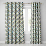 Blue Jay Bird Green Leaf Branch   Natural Woodland Botanical Design  Readymade Eyelet Ring Top Thermal 100% Blackout Curtains