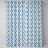 Blue Jay Bird Delicate Floral Seamless  Soft Blue Botanical Nature Design  Readymade Eyelet Ring Top Thermal 100% Blackout Curtains
