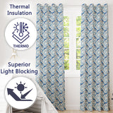 Blue Jay Bird Delicate Floral Seamless  Soft Blue Botanical Nature Design  Readymade Eyelet Ring Top Thermal 100% Blackout Curtains