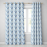 Blue Jay Bird Delicate Floral Seamless  Soft Blue Botanical Nature Design  Readymade Eyelet Ring Top Thermal 100% Blackout Curtains