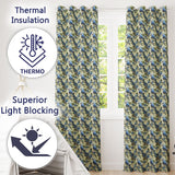 Blue Jay Bird Berry Branch Seamless  Winter Botanical Nature Design  Readymade Eyelet Ring Top Thermal 100% Blackout Curtains