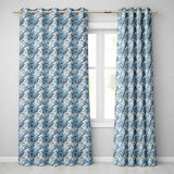 Blue Jay Bird Minimal Branch Blossom Seamless  Soft Grey Botanical Design  Readymade Eyelet Ring Top Thermal 100% Blackout Curtains