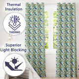 Blue Jay Bird Watercolor Branch   Artistic Nature Background Design  Readymade Eyelet Ring Top Thermal 100% Blackout Curtains
