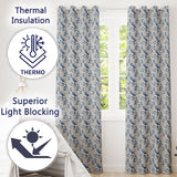 Blue Jay Bird Floral Vine Seamless  Elegant Botanical Textile Design  Readymade Eyelet Ring Top Thermal 100% Blackout Curtains