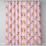 Baby Deer Pink Stripes Floral Crown Seamless  Readymade Eyelet Ring Top Thermal 100% Blackout Curtains
