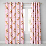 Baby Deer Pink Stripes Floral Crown Seamless  Readymade Eyelet Ring Top Thermal 100% Blackout Curtains