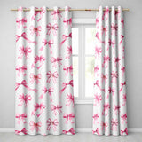 Watercolor Pink Ribbon Bows White Background Seamless  Readymade Eyelet Ring Top Thermal 100% Blackout Curtains
