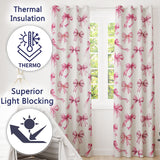 Watercolor Pink Ribbon Bows Neutral Ivory Background Seamless  Readymade Eyelet Ring Top Thermal 100% Blackout Curtains