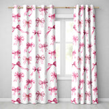 Watercolor Pink Ribbon Bows Neutral Ivory Background Seamless  Readymade Eyelet Ring Top Thermal 100% Blackout Curtains