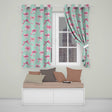 Watercolor Pink Ribbon Bow Seamless  on Teal Background  Readymade Eyelet Ring Top Thermal 100% Blackout Curtains
