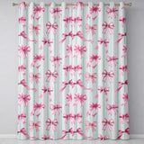 Watercolor Pink Ribbon Bow Seamless  with Mint Green Stripes Background  Readymade Eyelet Ring Top Thermal 100% Blackout Curtains