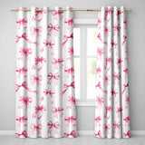 Watercolor Pink Ribbon Bow Seamless  with Grey Stripes Background  Readymade Eyelet Ring Top Thermal 100% Blackout Curtains