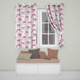 Watercolor Pink Ribbon Bow Seamless  on Light Grey Background  Readymade Eyelet Ring Top Thermal 100% Blackout Curtains