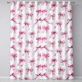 Watercolor Pink Ribbon Bow Seamless  on Light Grey Background  Readymade Eyelet Ring Top Thermal 100% Blackout Curtains