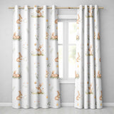 Watercolor Bunny Floral Meadow Seamless  on Grey Background  Readymade Eyelet Ring Top Thermal 100% Blackout Curtains