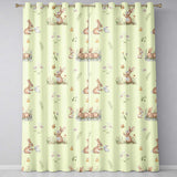 Watercolor Bunny Floral Meadow Seamless  on Neutral Cream Background  Readymade Eyelet Ring Top Thermal 100% Blackout Curtains